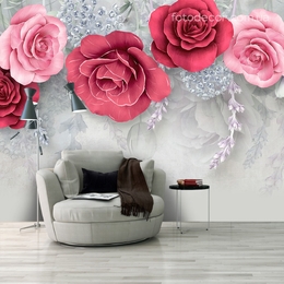 Выбрать фотообои на стену Розы на сером фоне в интернет магазине Fotodecor