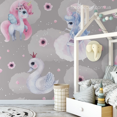 Фотообои для стен Лебеди и единороги от студии интерьерного декора Fotodecor