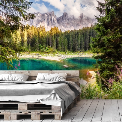 Фотообои для стен Альпийское озеро от студии интерьерного декора Fotodecor