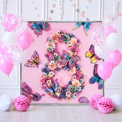 Фотозона Цветочная с бабочками от магазина  Fotodecor