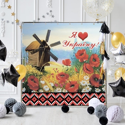 Фотозона Украинская с маками от магазина  Fotodecor