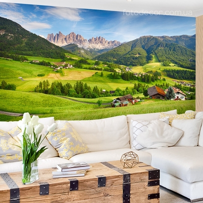 Фотообои для стен Горная деревня от студии интерьерного декора Fotodecor