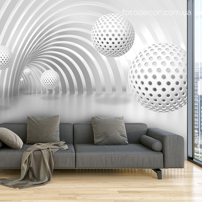 Фотообои для стен Шары и туннель от студии интерьерного декора Fotodecor