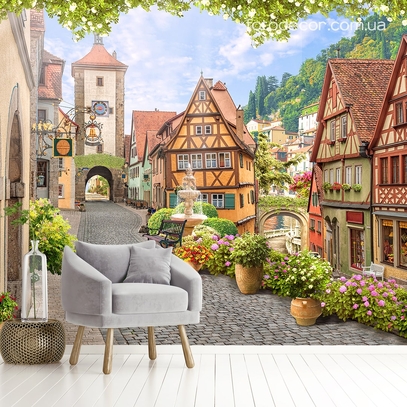 Фотообои для стен Европейский городок от студии интерьерного декора Fotodecor