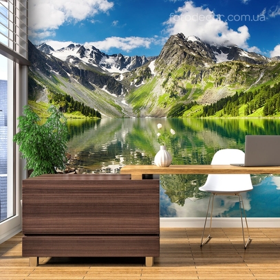 Фотообои для стен Озеро в горах от студии интерьерного декора Fotodecor