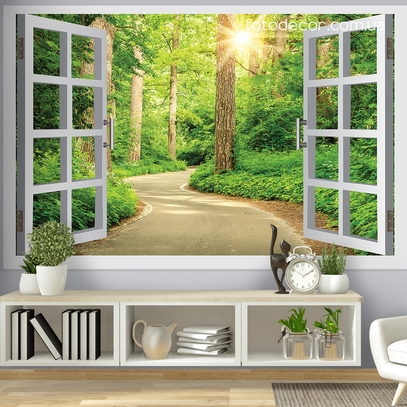 Фотообои для стен Лес за окном от студии интерьерного декора Fotodecor
