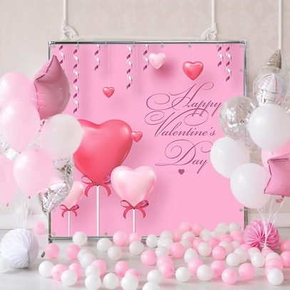 Фотозона Сердечки на розовом фоне от магазина  Fotodecor