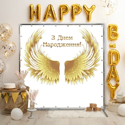 Фотозона Золотые крылья от магазина  Fotodecor