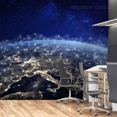 Фотообои для стен Европа из космоса от студии интерьерного декора Fotodecor