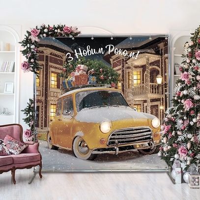 Фотозона Новогодний автомобиль от магазина  Fotodecor