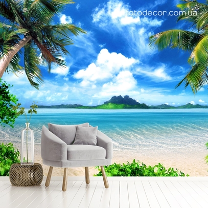 Фотообои для стен Море и пальмы от студии интерьерного декора Fotodecor