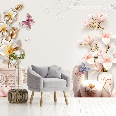 Фотообои для стен Магнолия в вазе от студии интерьерного декора Fotodecor