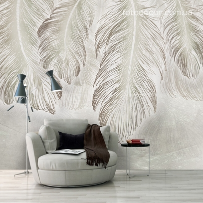 Фотообои для стен Бежевые пёрышки от студии интерьерного декора Fotodecor