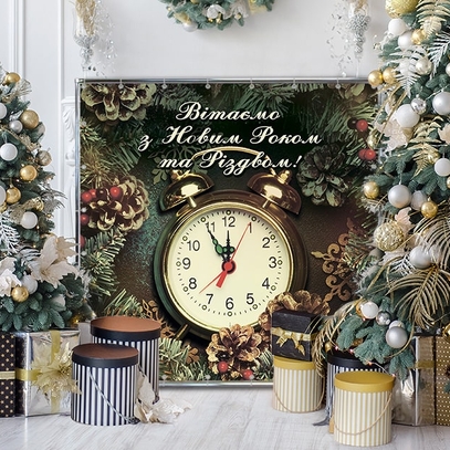 Фотозона Новогодние часы от магазина  Fotodecor