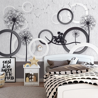 Фотообои для стен Одуванчики и круги от студии интерьерного декора Fotodecor