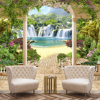 Фотообои для стен Вид на водопад от студии интерьерного декора Fotodecor