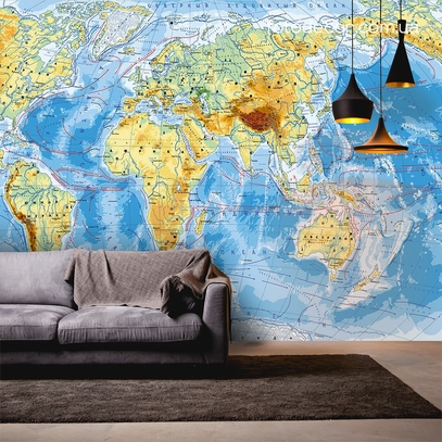 Фотообои для стен Физическая карта от студии интерьерного декора Fotodecor