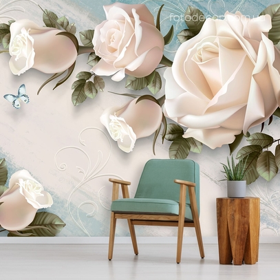 Фотообои для стен 3д Розы от студии интерьерного декора Fotodecor