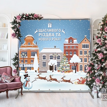 Фотозона Снеговик и дед Мороз от магазина  Fotodecor