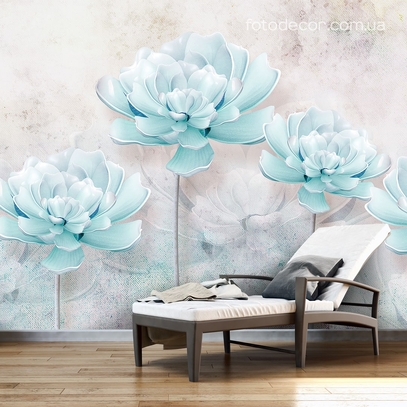 Фотообои для стен Голубые цветы от студии интерьерного декора Fotodecor