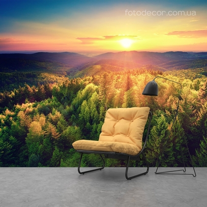 Фотообои для стен Закат над лесом от студии интерьерного декора Fotodecor