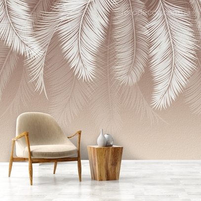 Фотообои для стен Бежевые перья от студии интерьерного декора Fotodecor