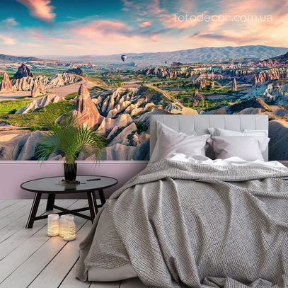 Фотообои для стен Рассвет в Кападокии от студии интерьерного декора Fotodecor