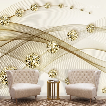 Фотообои для стен Шары золотого цвета от студии интерьерного декора Fotodecor