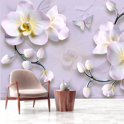 Фотообои для стен 3д Орхидеи от студии интерьерного декора Fotodecor