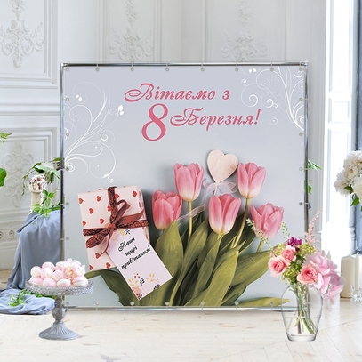 Фотозона Нежные тюльпаны от магазина  Fotodecor