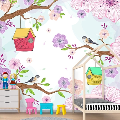 Фотообои для стен Сад с птичками от студии интерьерного декора Fotodecor
