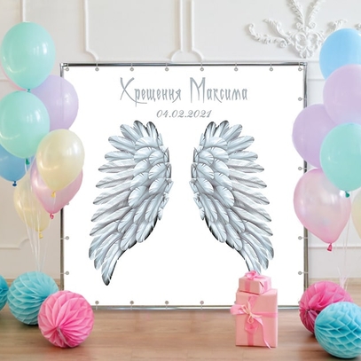 Фотозона На крещение с крыльями от магазина  Fotodecor