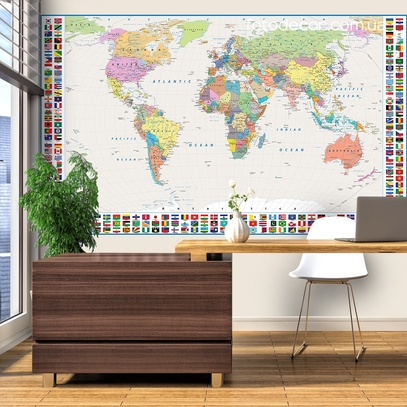Фотообои для стен Карта мира на английском от студии интерьерного декора Fotodecor