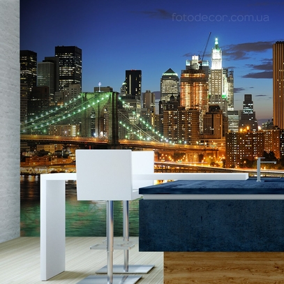 Фотообои для стен Мост в Нью-Йорке от студии интерьерного декора Fotodecor