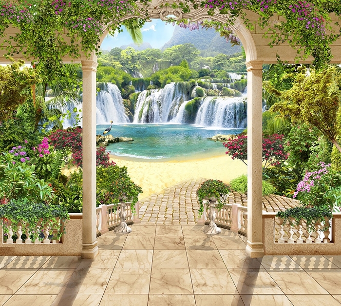 Фотообои на стену Вид на водопад выбрать в магазине Fotodecor
