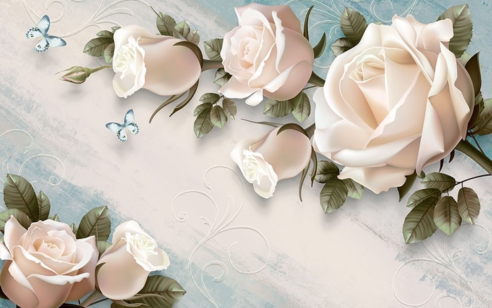 Фотообои на стену 3д Розы выбрать в магазине Fotodecor